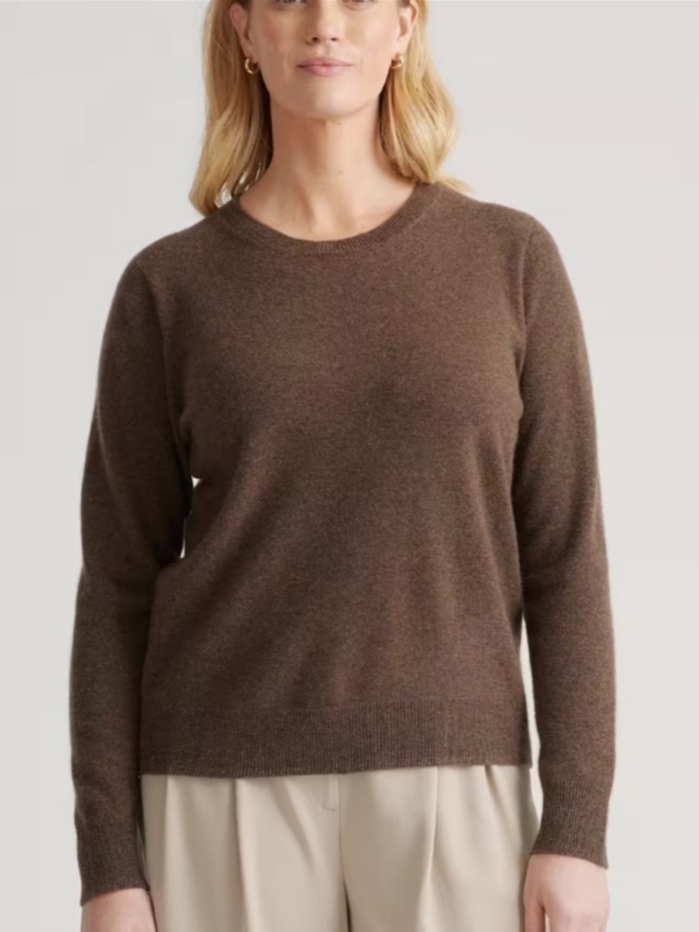 Quince Brown Cashmere Crewneck Sweater